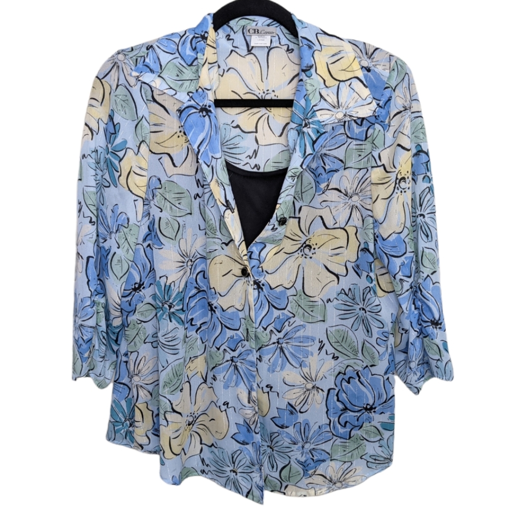 CB Career Floral Button Down Shirt Size L 🌸🌼